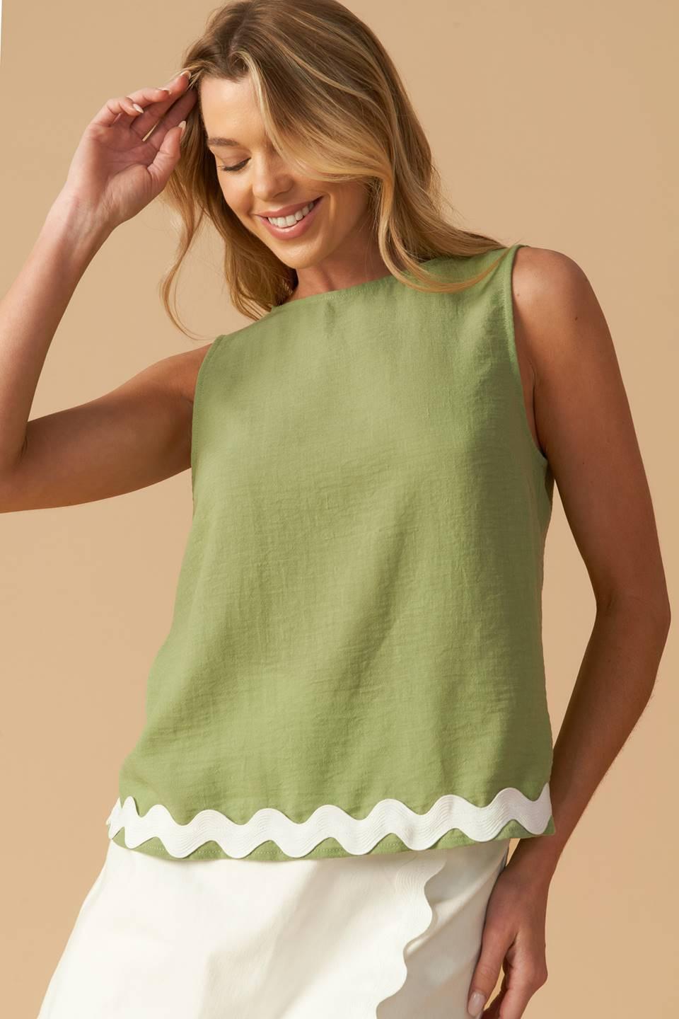 DRIFTING CURRENTS WOVEN TOP.