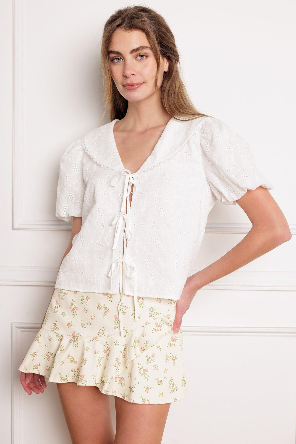 WHAT WILL BE EYELET WOVEN TOP.