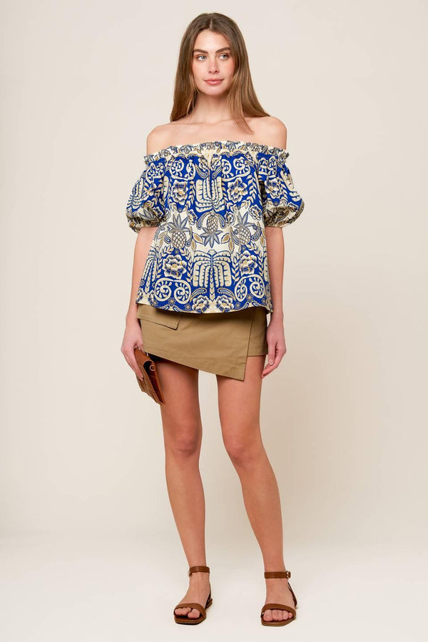 A DAY AT THE MARKET WOVEN TOP.