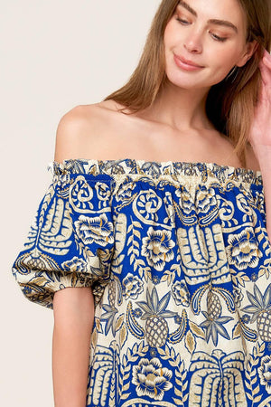 A DAY AT THE MARKET WOVEN TOP.