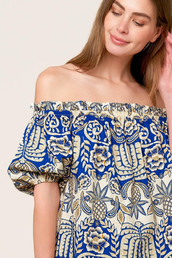 A DAY AT THE MARKET WOVEN TOP.