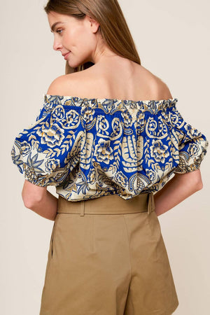 A DAY AT THE MARKET WOVEN TOP.