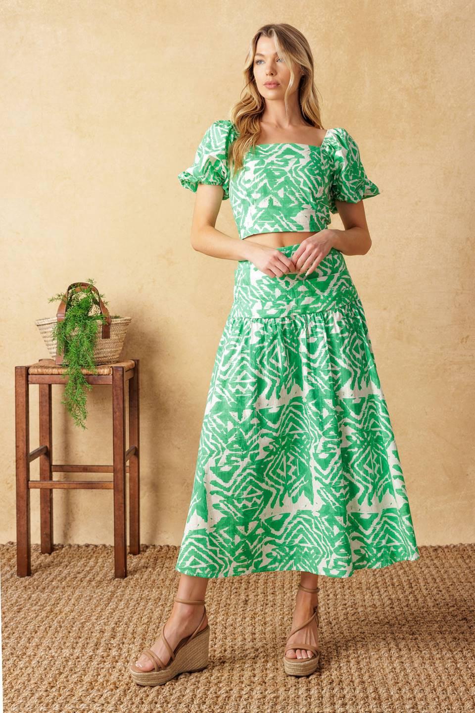 DESTINED FOR MORE WOVEN TOP AND SKIRT SET.