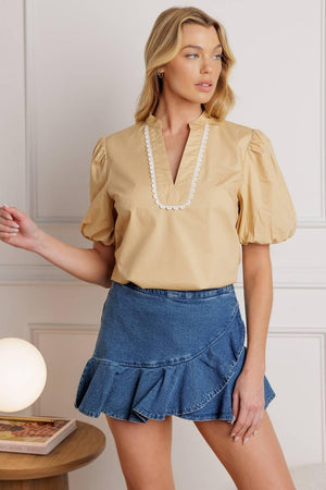 HIGH STANDARDS WOVEN TOP - Flying Tomato - TOPS - WHITE
