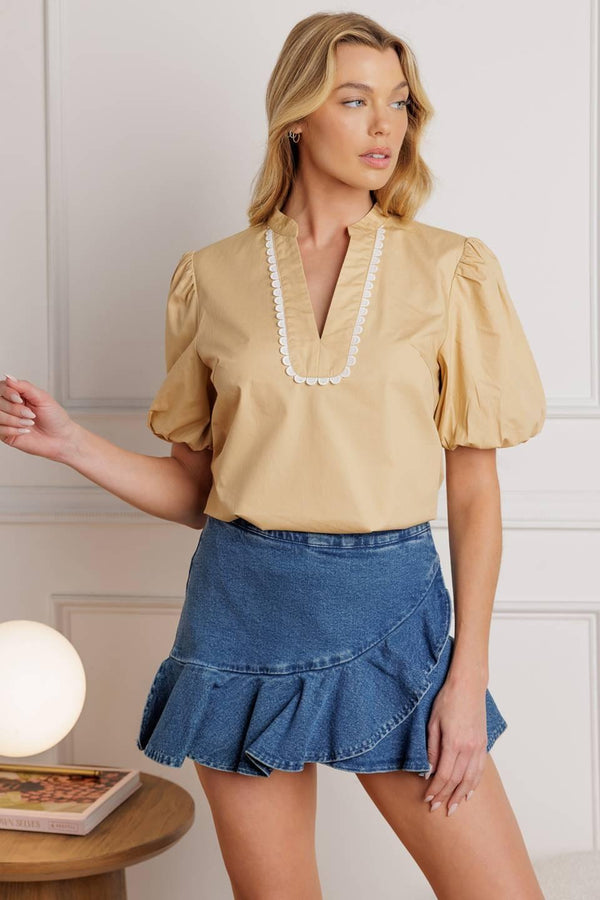 HIGH STANDARDS WOVEN TOP - Flying Tomato - TOPS - WHITE