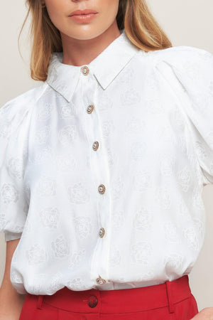 VINEYARD STROLL IVORY WOVEN TOP.
