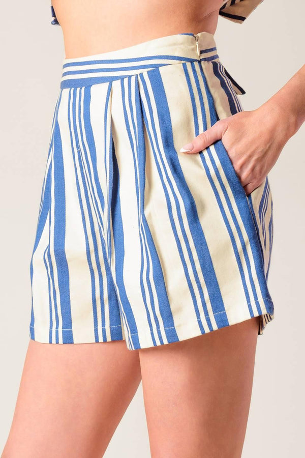 AROUND THE WORLD WOVEN TOP AND SHORT SET.