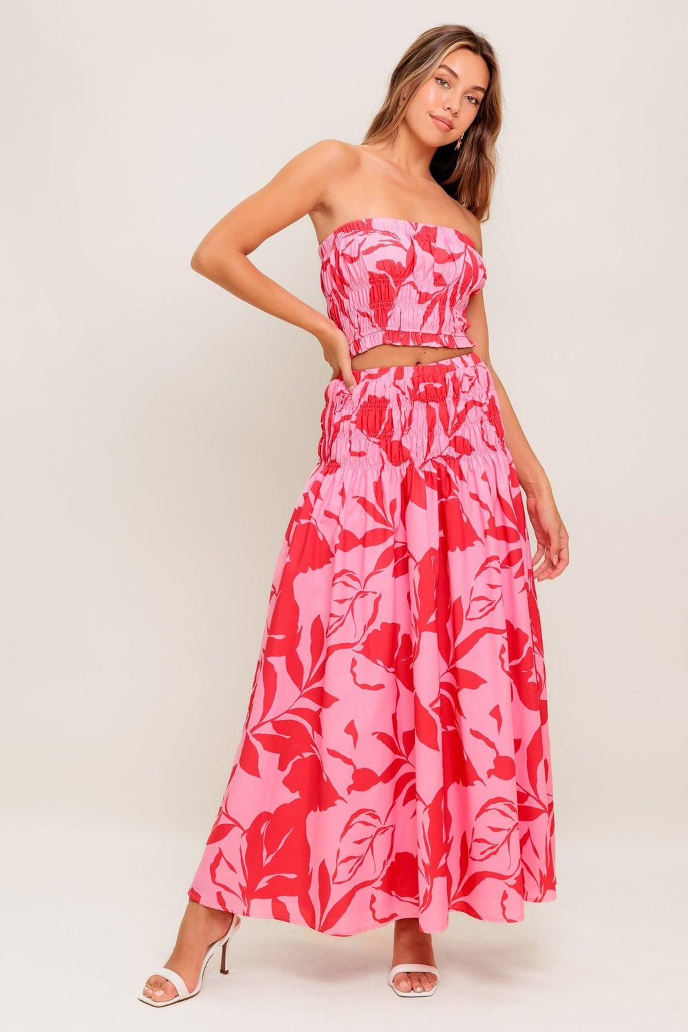 ANYTHING I WANT WOVEN TOP AND SKIRT SET.