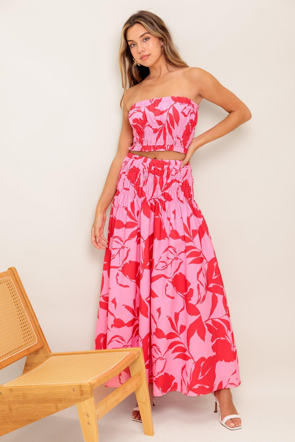 ANYTHING I WANT WOVEN TOP AND SKIRT SET.
