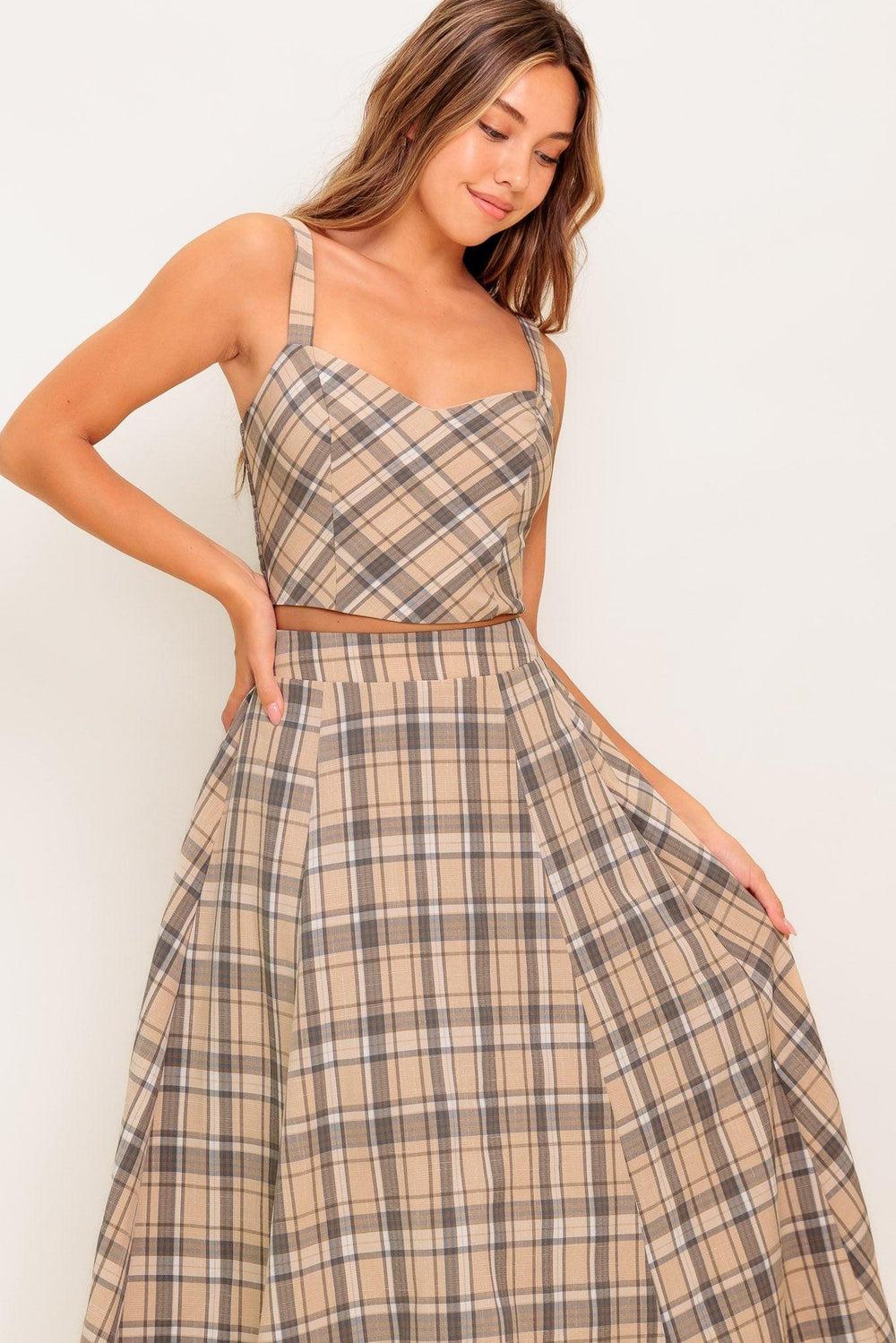 HERITAGE CHARM WOVEN TOP AND SKIRT SET.