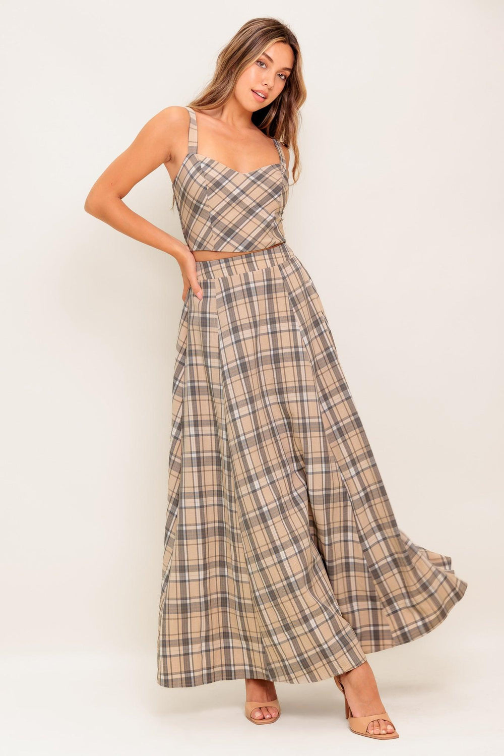 HERITAGE CHARM WOVEN TOP AND SKIRT SET.