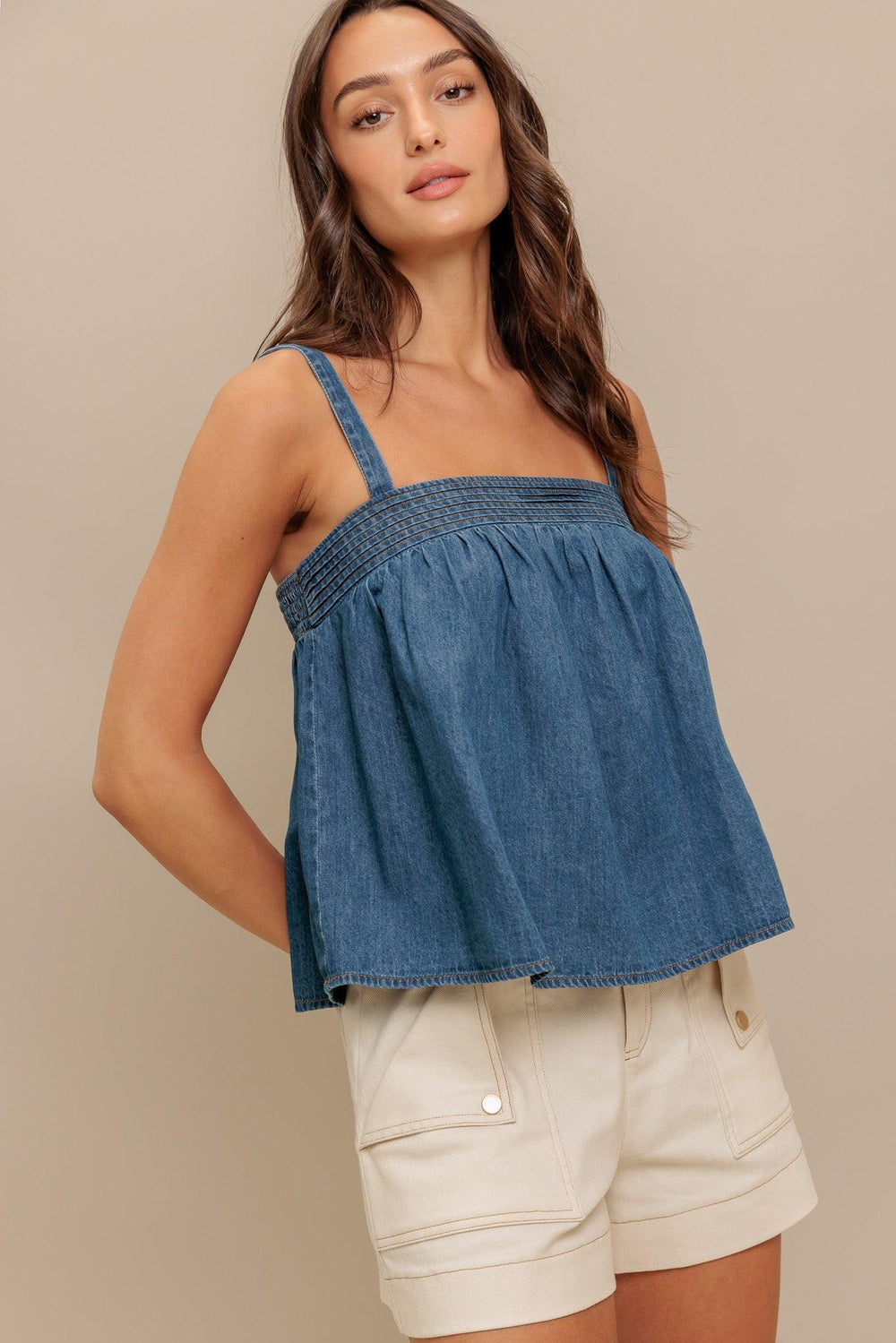 URBAN SERENITY DENIM TOP.