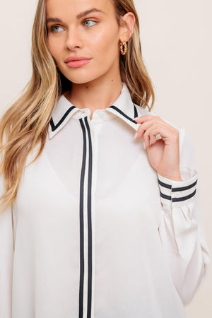 WANDER LEAF IVORY WOVEN TOP.
