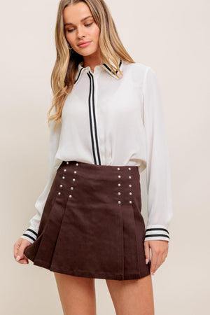 WANDER LEAF IVORY WOVEN TOP.
