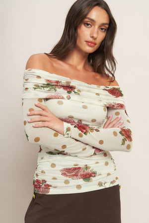CREAM & BLOOM DELIGHT POWER MESH TOP.