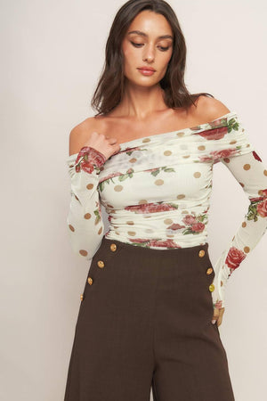 CREAM & BLOOM DELIGHT POWER MESH TOP.
