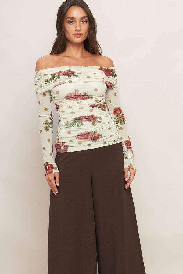 CREAM & BLOOM DELIGHT POWER MESH TOP.