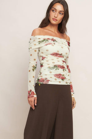 CREAM & BLOOM DELIGHT POWER MESH TOP.