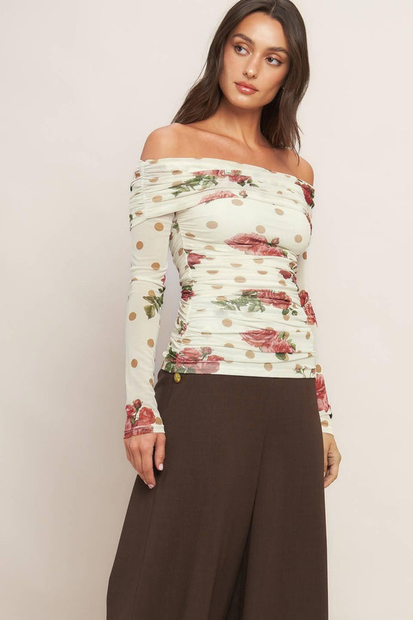 CREAM & BLOOM DELIGHT POWER MESH TOP.