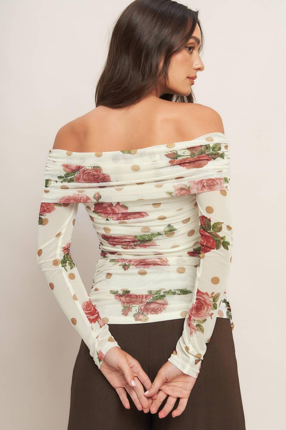 CREAM & BLOOM DELIGHT POWER MESH TOP.