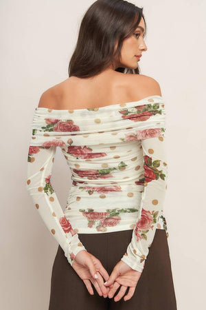 CREAM & BLOOM DELIGHT POWER MESH TOP.