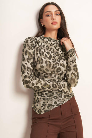 LUXE TRACE TAUPE BLACK WOVEN TOP.