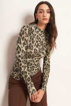 LUXE TRACE TAUPE BLACK WOVEN TOP.