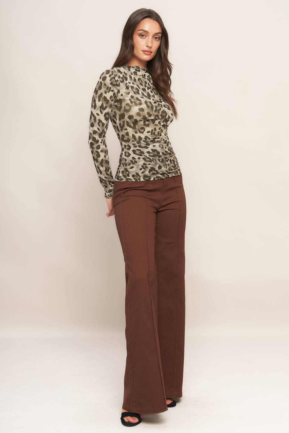 LUXE TRACE TAUPE BLACK WOVEN TOP.