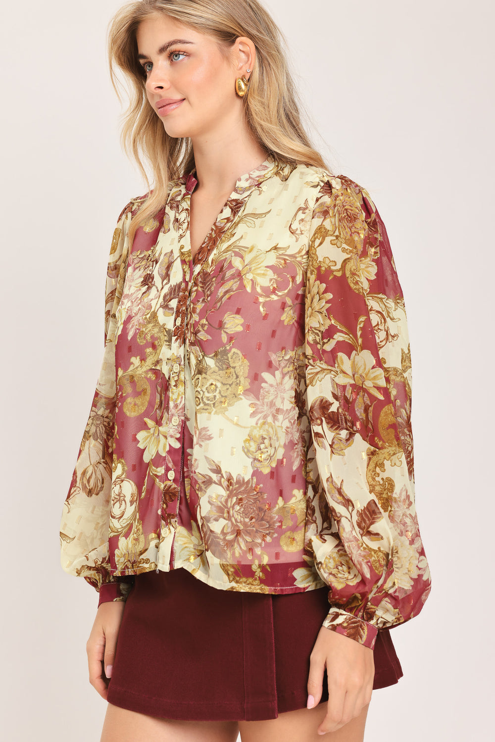 CHATEAU FLORAL WOVEN TOP