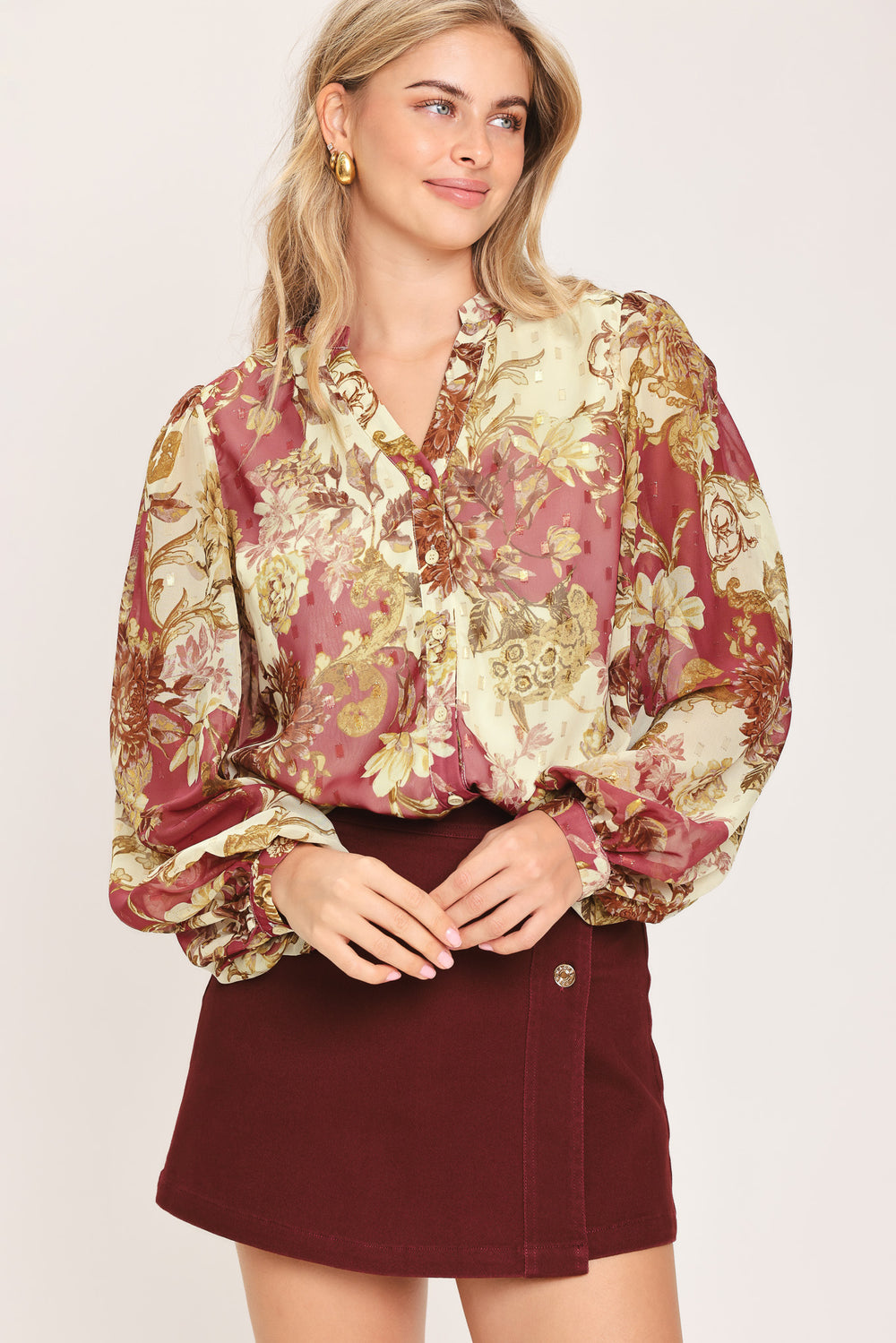 CHATEAU FLORAL WOVEN TOP