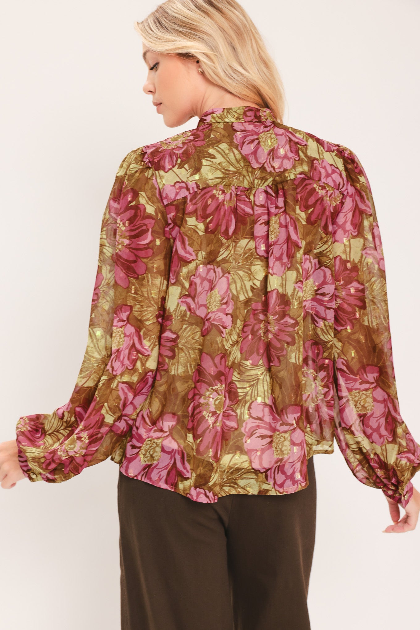 ANTIQUE FLORAL WHISPER WOVEN TOP