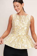 CANDLELIGHT BLOOM JACQUARD WOVEN TOP.