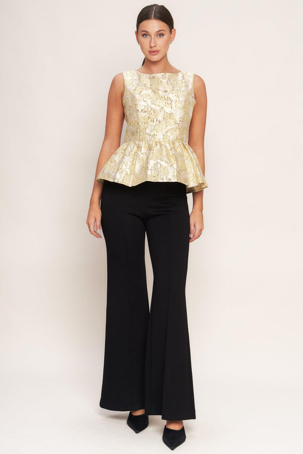 CANDLELIGHT BLOOM JACQUARD WOVEN TOP.