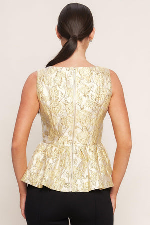 CANDLELIGHT BLOOM JACQUARD WOVEN TOP.