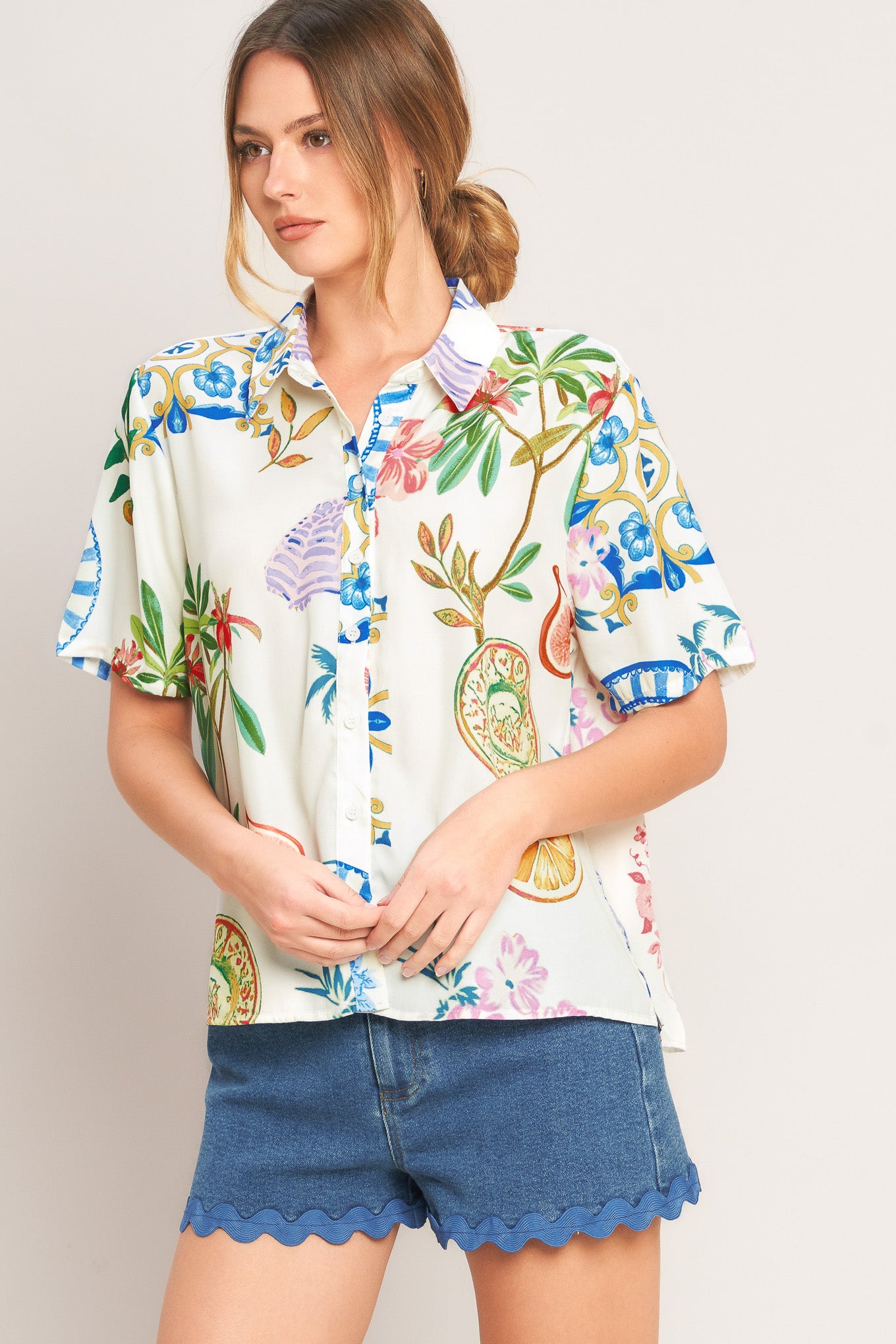 SUMMER PORCELAIN WOVEN TOP.