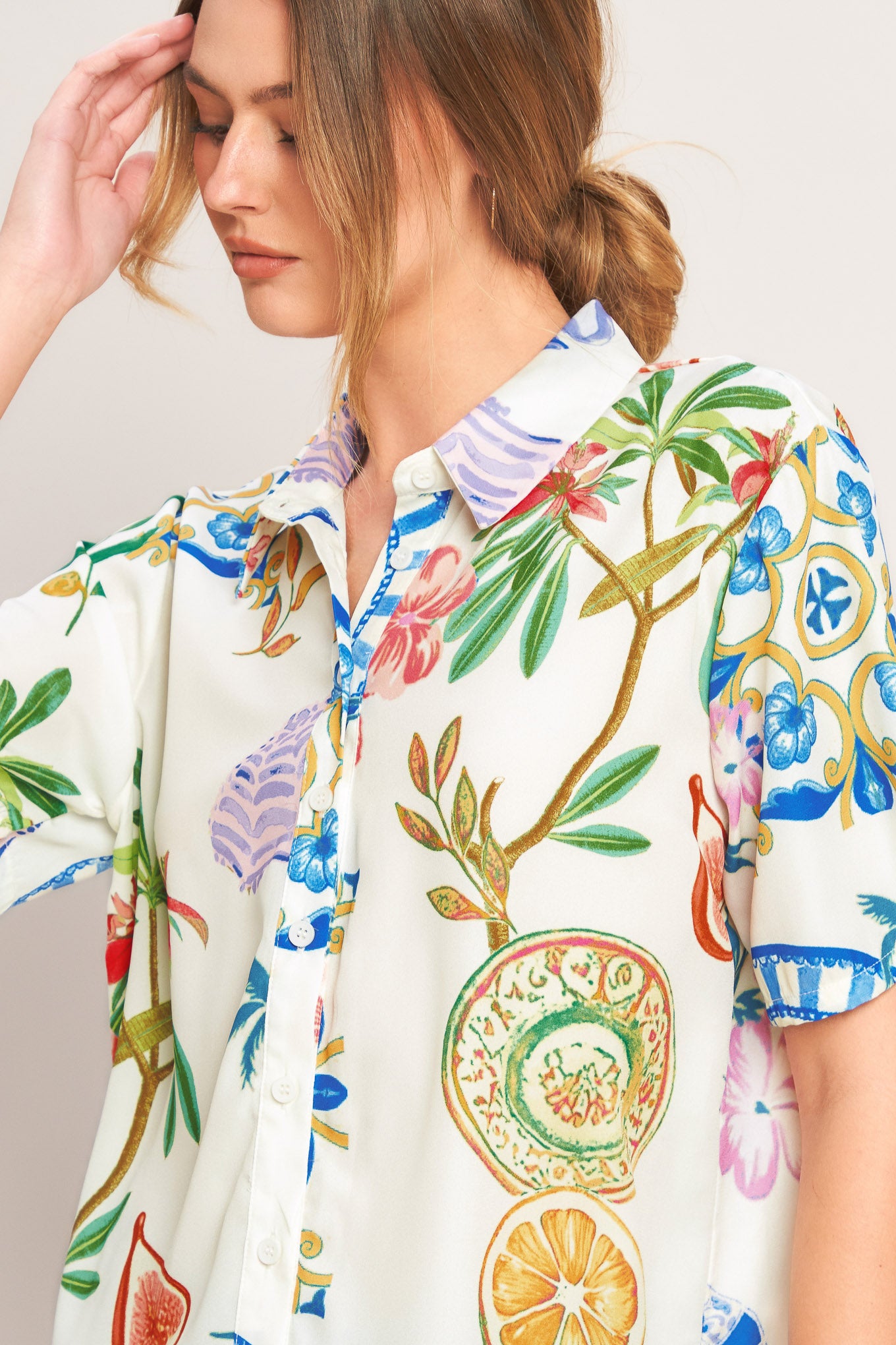 SUMMER PORCELAIN WOVEN TOP.
