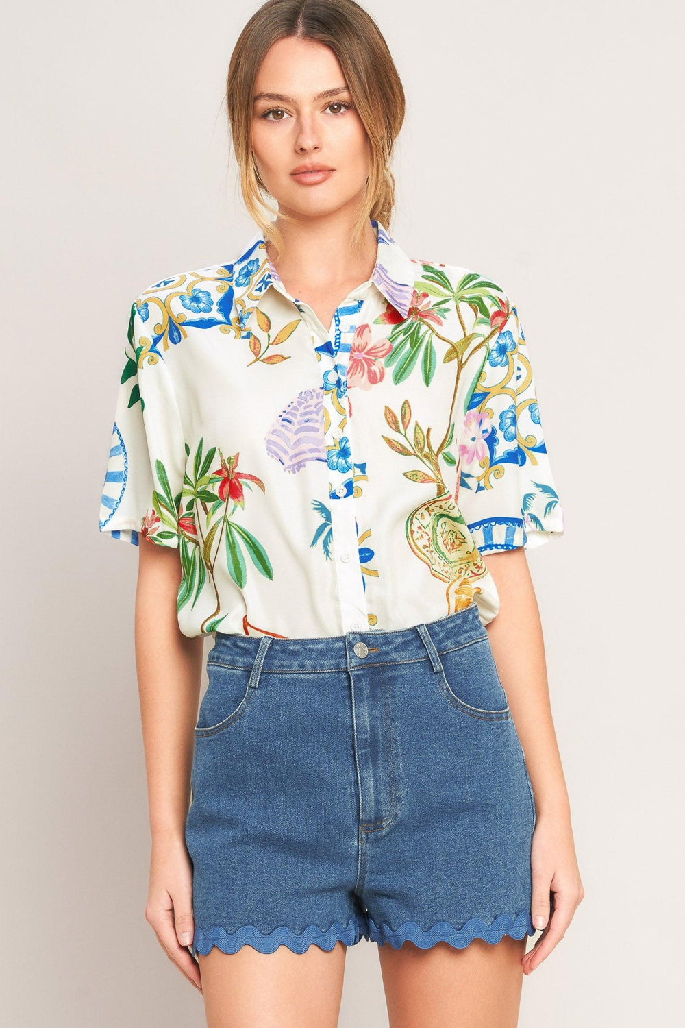 SUMMER PORCELAIN WOVEN TOP.