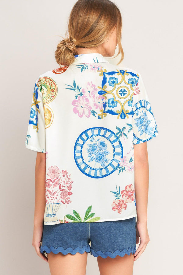 SUMMER PORCELAIN WOVEN TOP.