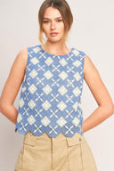 COASTAL WOVEN LACE TOP.