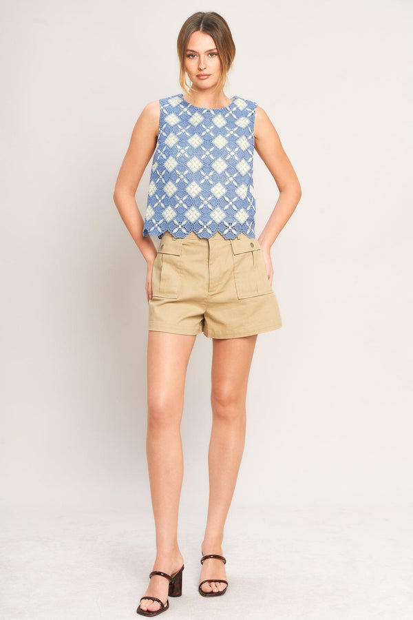 COASTAL WOVEN LACE TOP.