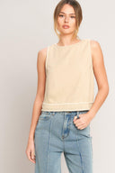 ELEVATED ESSENTIAL WOVEN TOP.
