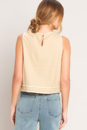 ELEVATED ESSENTIAL WOVEN TOP.