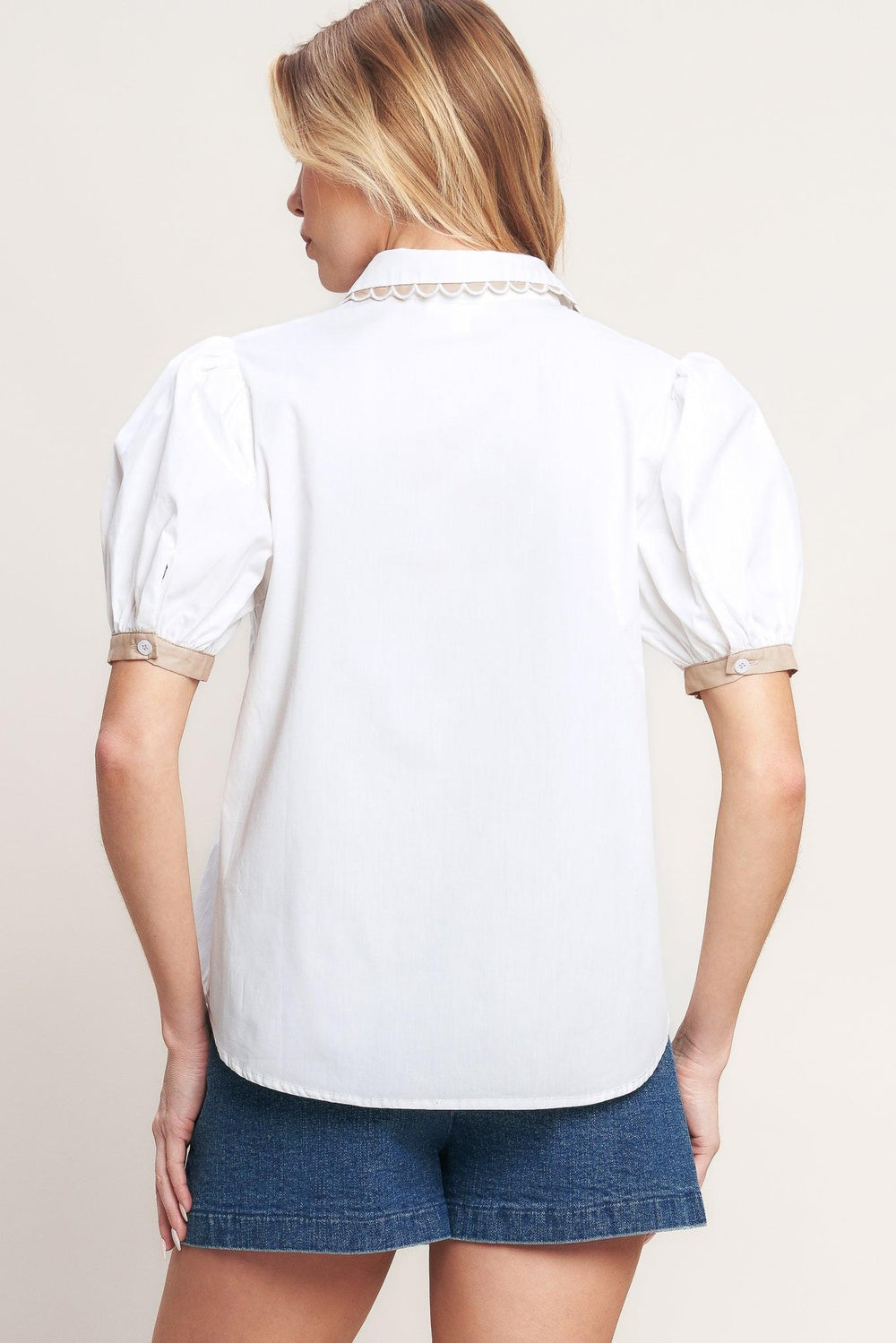 REFINED DAY WOVEN TOP.