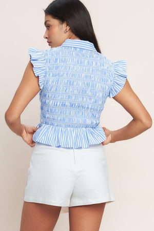 EFFORTLESSLY SWEET STRIPED WOVEN TOP - Flying Tomato - TOPS - Flying Tomato