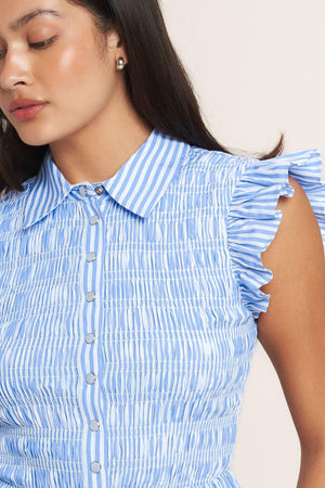 EFFORTLESSLY SWEET STRIPED WOVEN TOP - Flying Tomato - TOPS - Flying Tomato