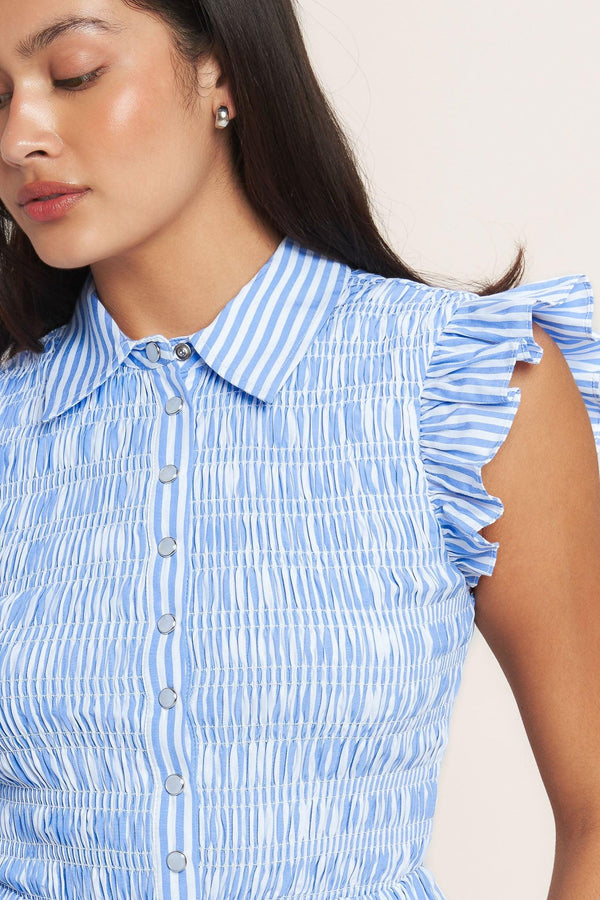 EFFORTLESSLY SWEET STRIPED WOVEN TOP - Flying Tomato - TOPS - Flying Tomato