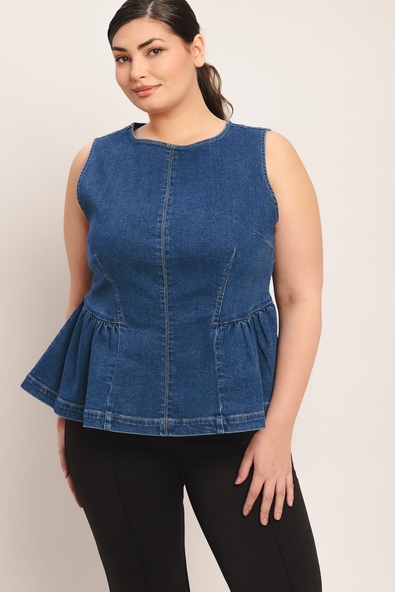 MODERN FLOUNCE DENIM TOP - Flying Tomato - TOPS - Flying Tomato