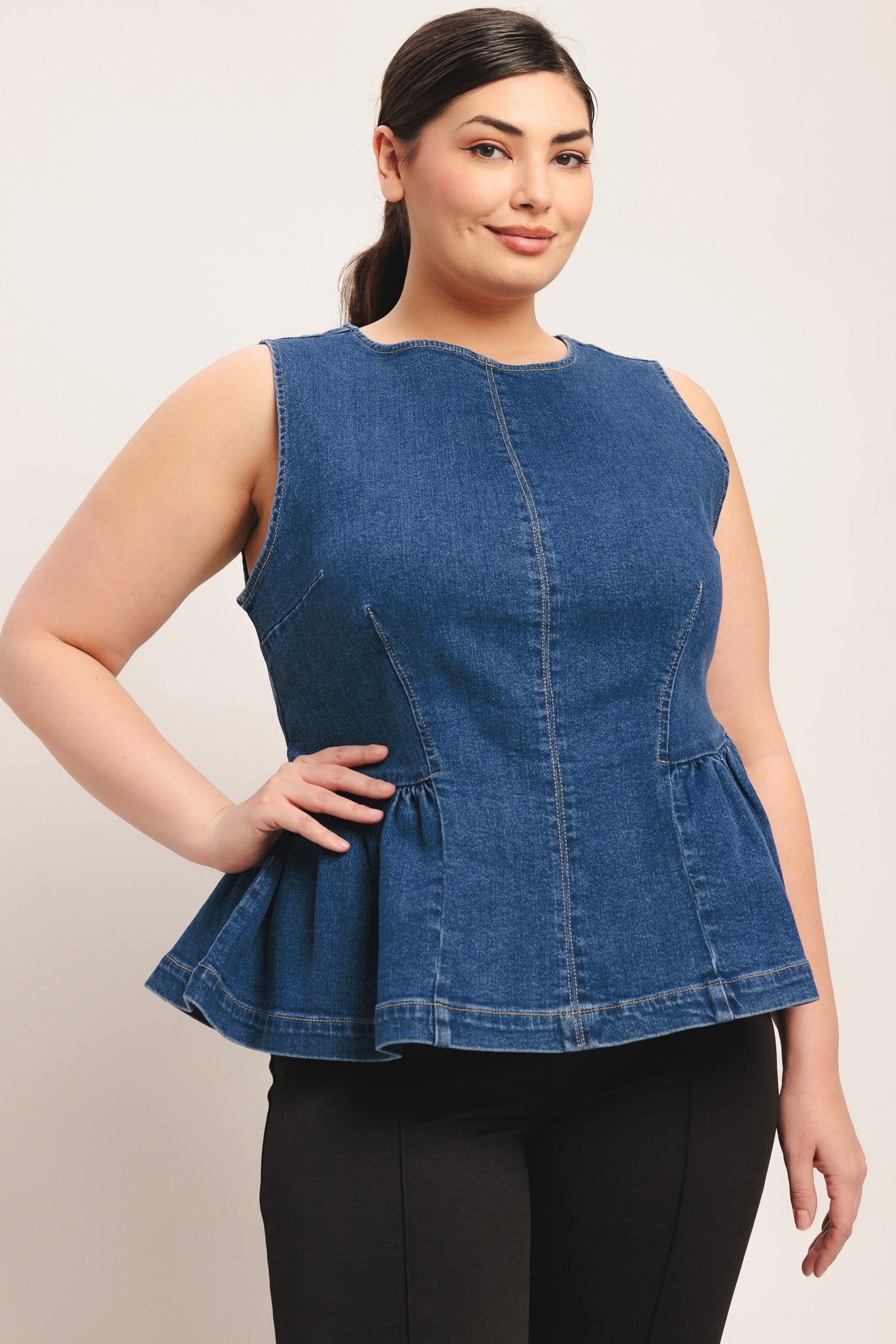 MODERN FLOUNCE DENIM TOP - Flying Tomato - TOPS - Flying Tomato