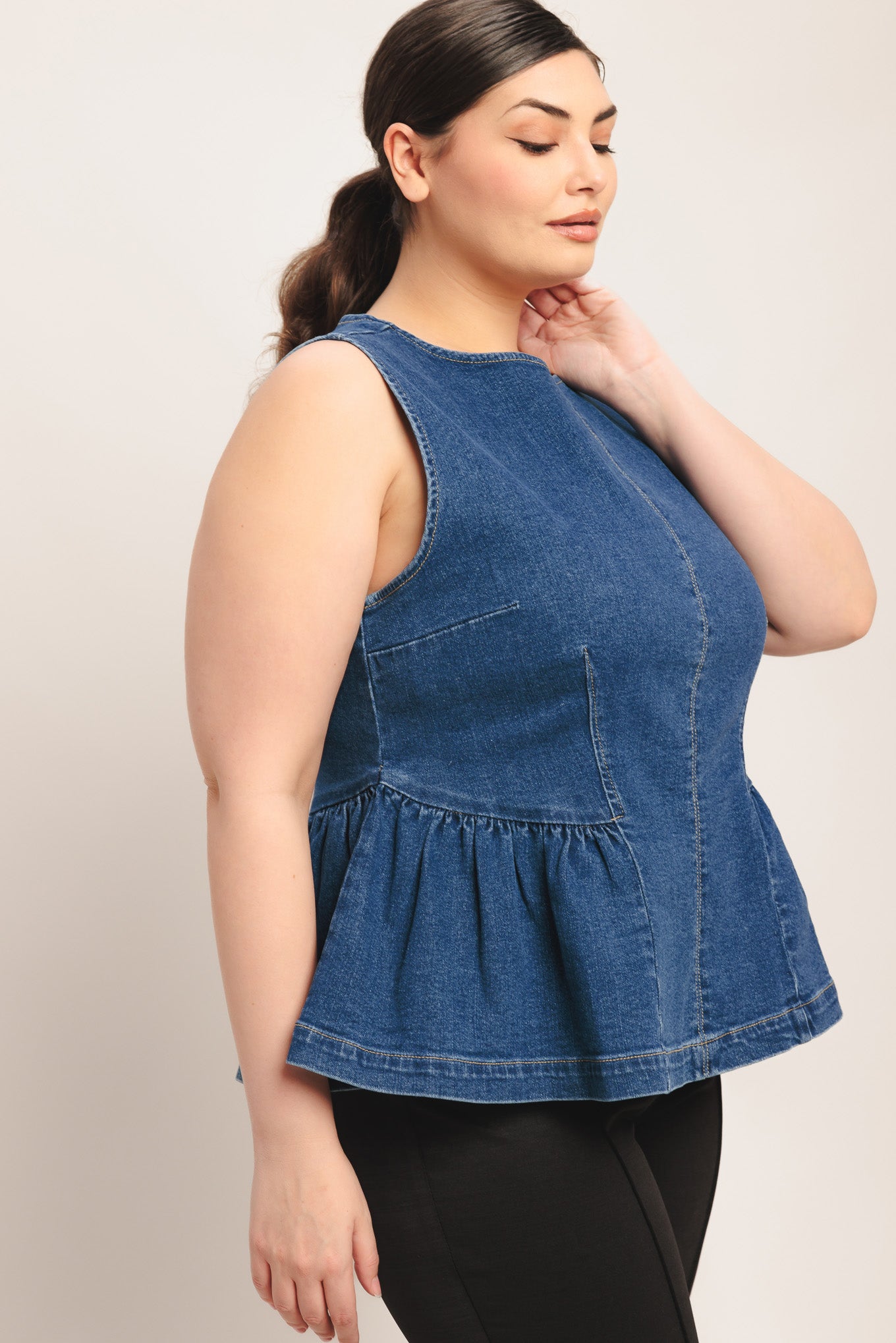 MODERN FLOUNCE DENIM TOP - Flying Tomato - TOPS - Flying Tomato