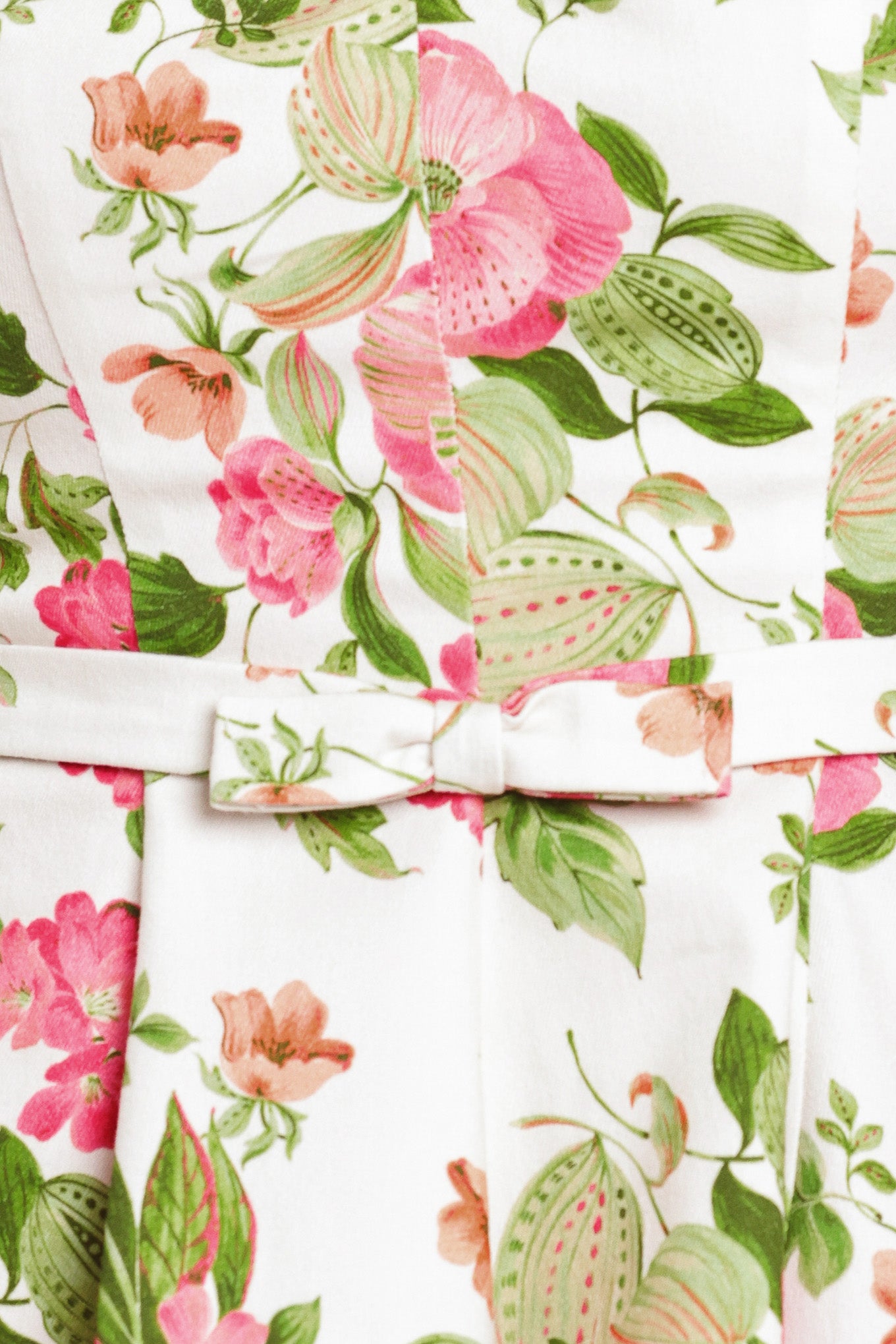 Floral top with pink flowers and green leaves on a white background | Flying Tomato